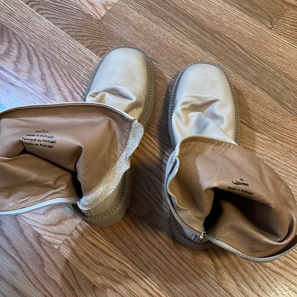 New Free People Emma Natural Leather ruched Platform Combat Boots size 40 or 10 - Picture 13 of 16